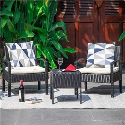 3-teilige Rattan-Gartenmöbel