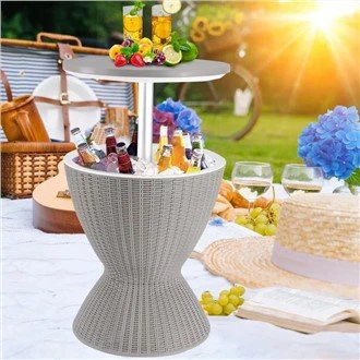 Cool Bar Terrassenmöbel Kühler Bartisch, 8-Gallonen-Whirlpool-Beistelltisch plus Weinkühler plus Couchtisch