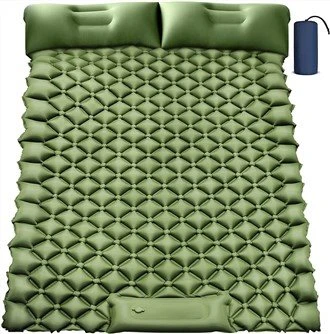 Doppel-Isomatte, aufblasbare Matte mit eingebauter Pumpe, Fußpresse, ultraleichte, extra dicke Campingmatratze mit Kissen