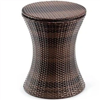 Kühlertisch im Rattan-Stil für den Außenbereich aus Eisenrahmen, Eiskübel, Deck, Poolparty